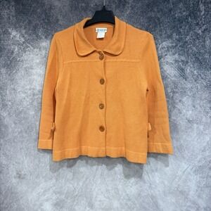 Austin Reed Women's Medium Orange Wool Cotton Knit Cardigan Jacket Photo Sample